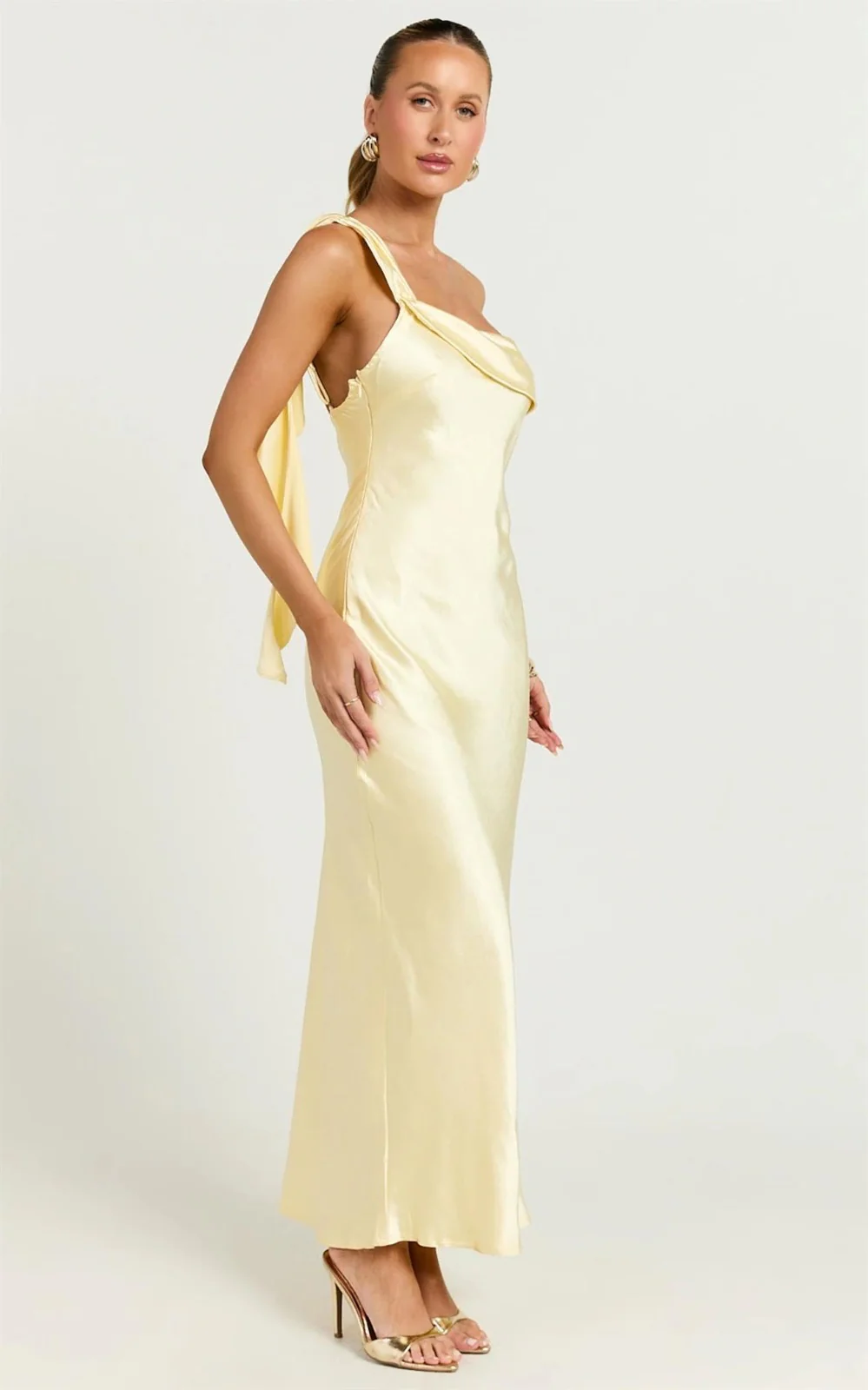 Blaine Maxi Dress - Butter Yellow Satin Slip Dress - Image 3
