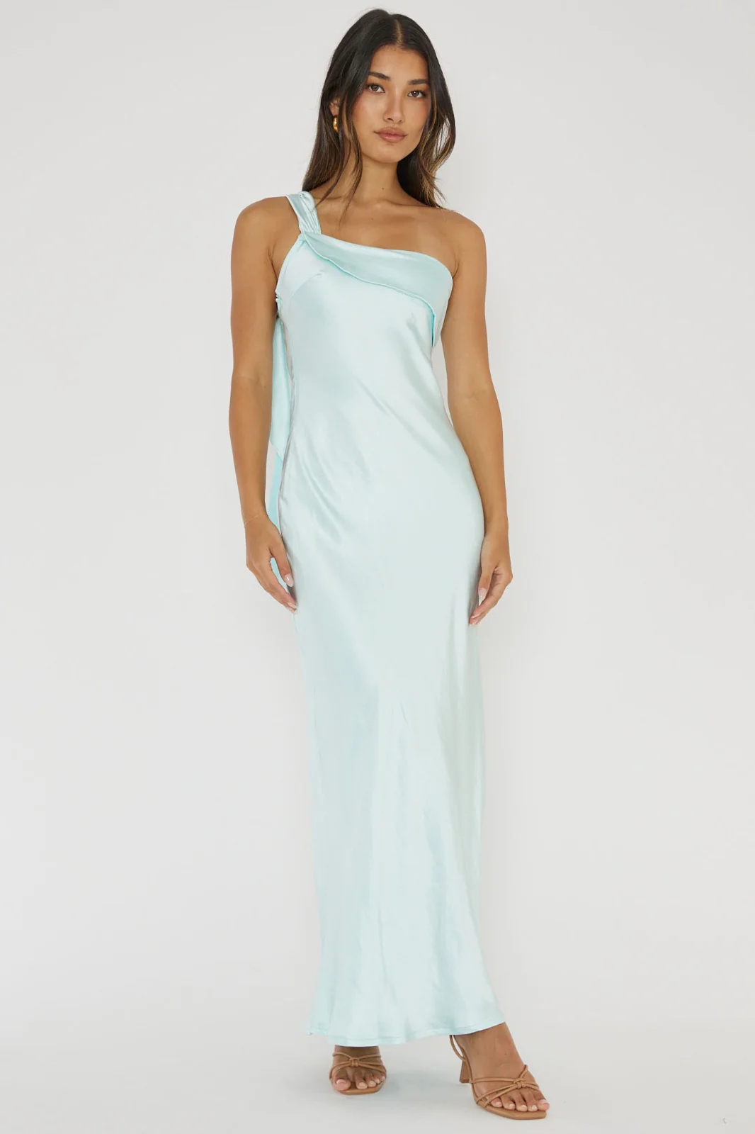 Blaine Maxi Dress - Ice Blue Satin Slip Dress - Image 2