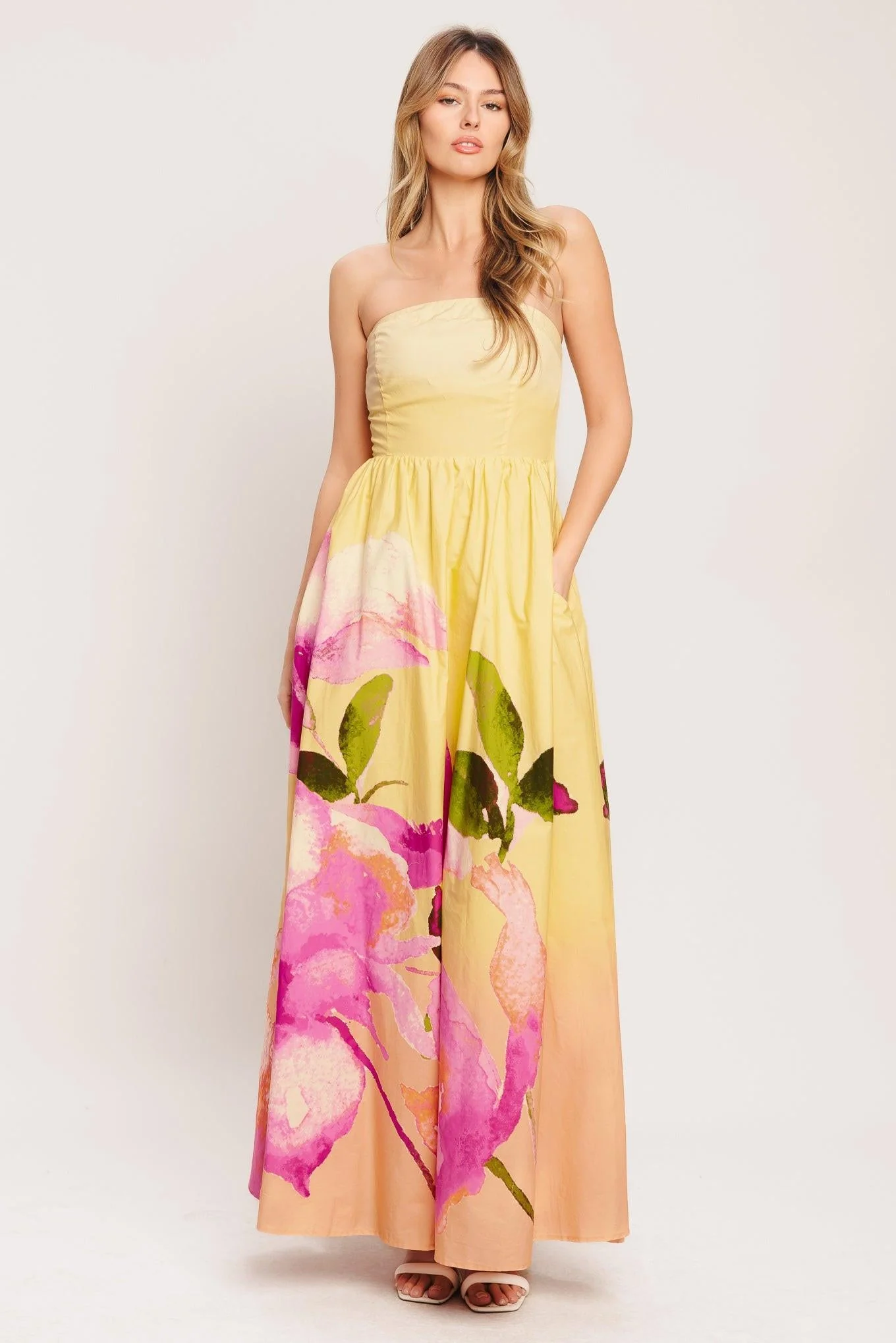 DREAMY OMBRE LIGHT YELLOW MAXI DRESS - Image 3
