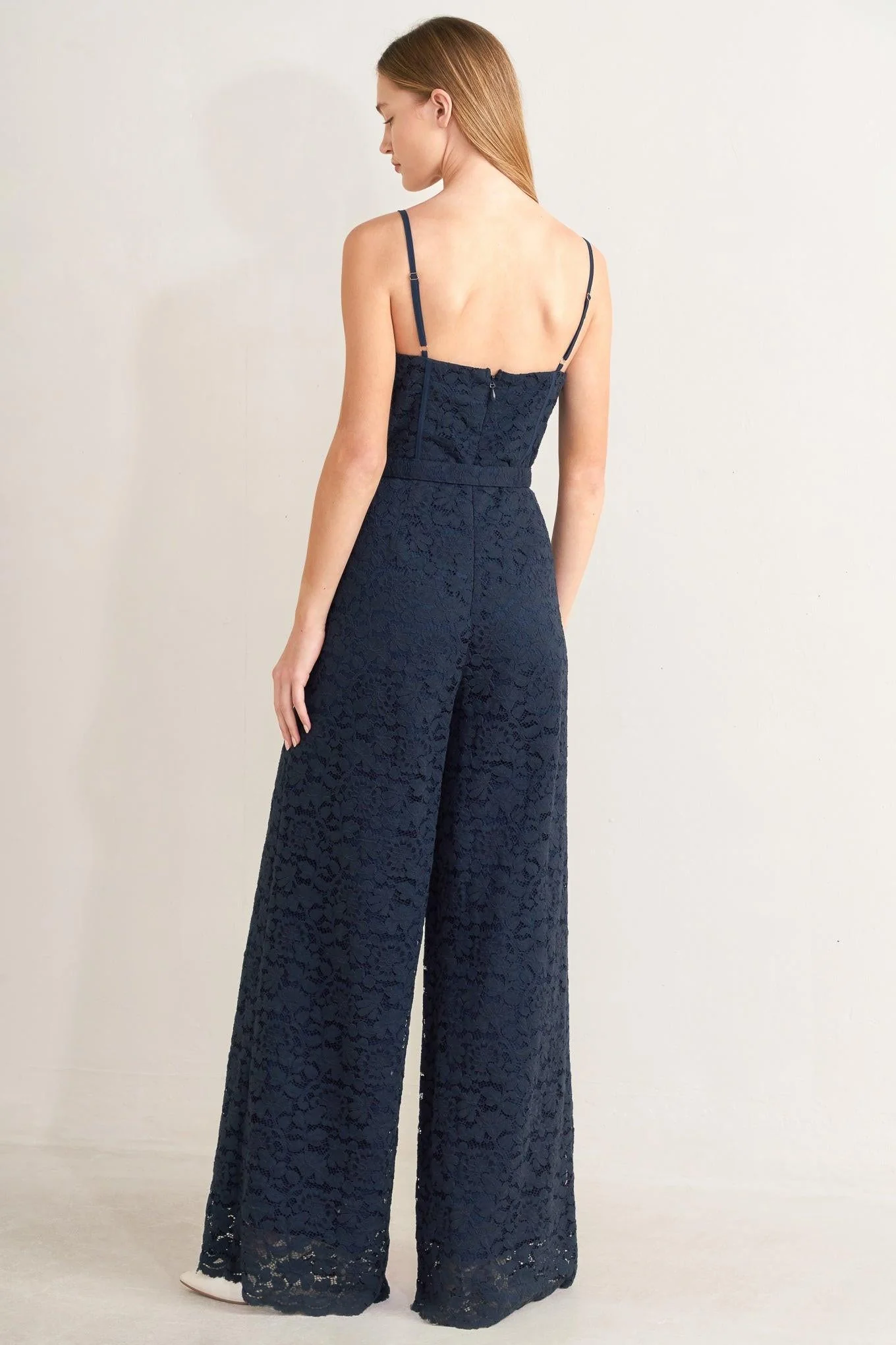 EVENING MUSE NAVY LACE JUMPSUIT - Image 2