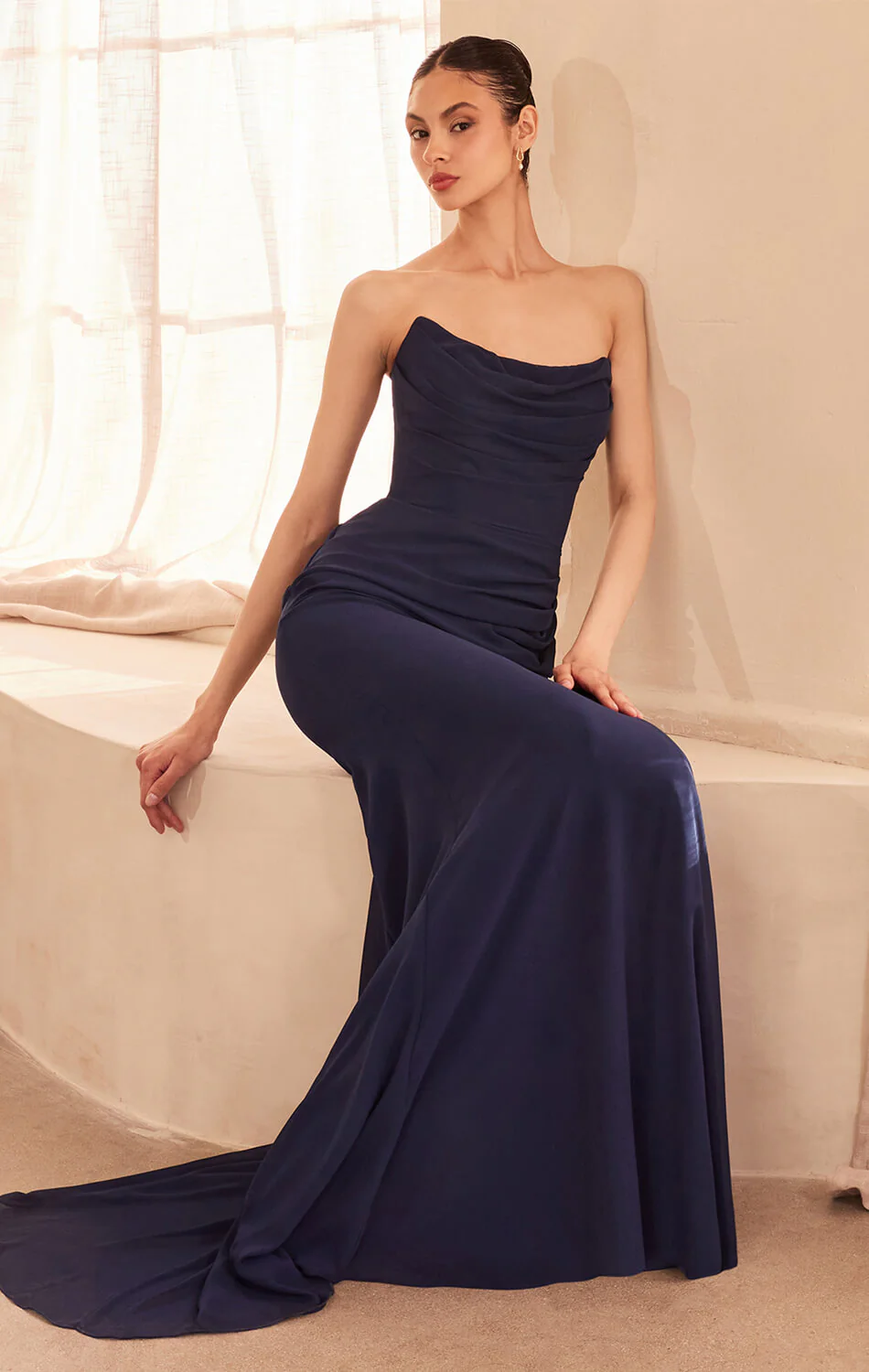 Haven Gown - Long Strapless Chiffon Dress - Image 14