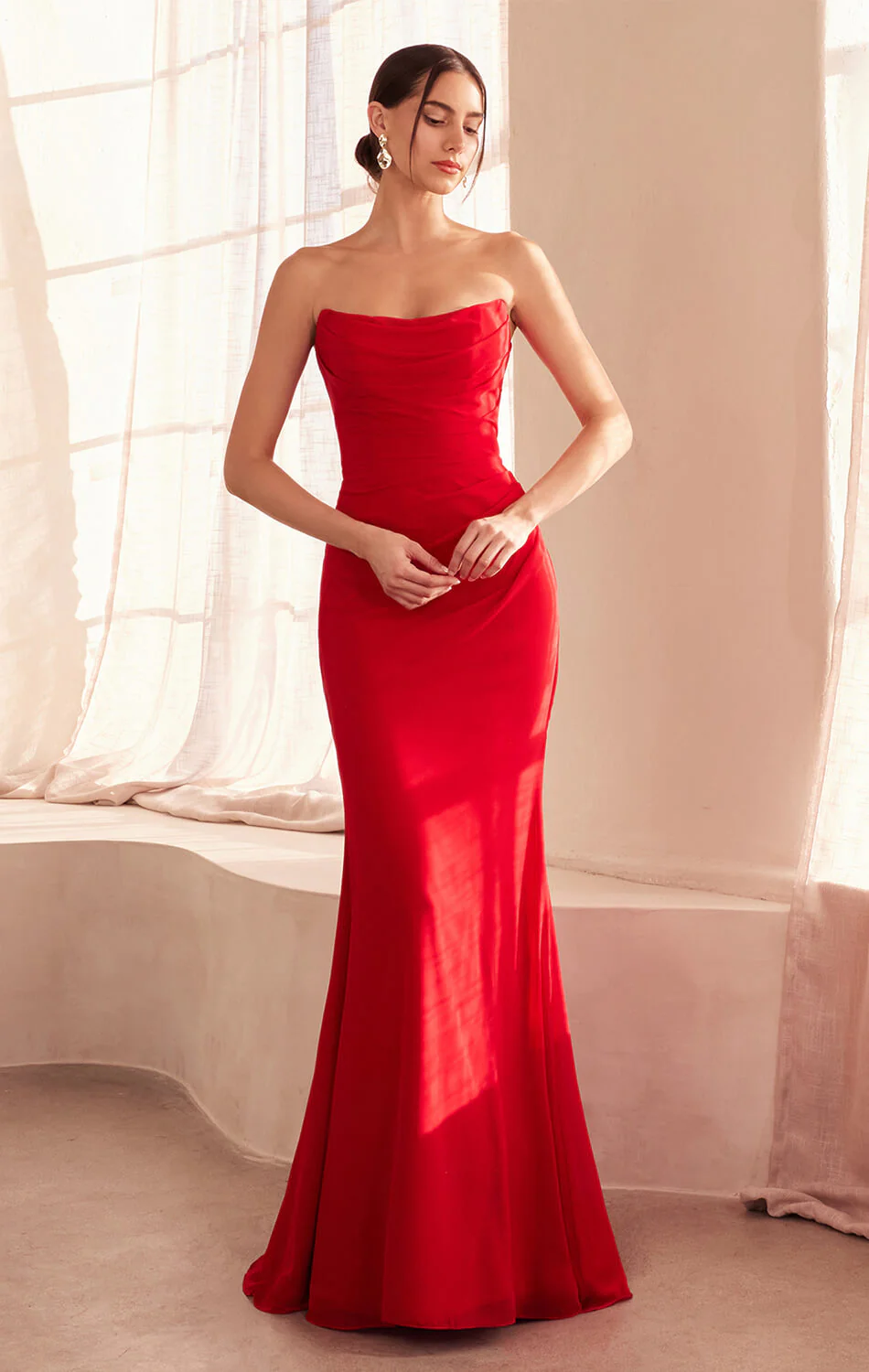 Haven Gown - Long Strapless Chiffon Dress - Image 15