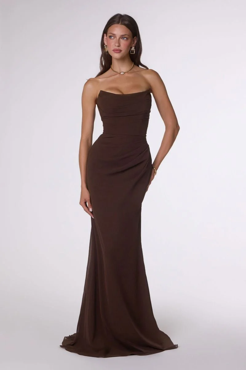 Haven Gown - Long Strapless Chiffon Dress - Image 3