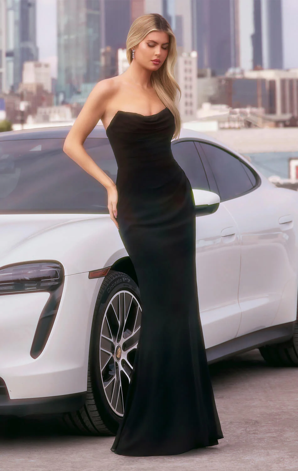 Haven Gown - Long Strapless Chiffon Dress - Image 8