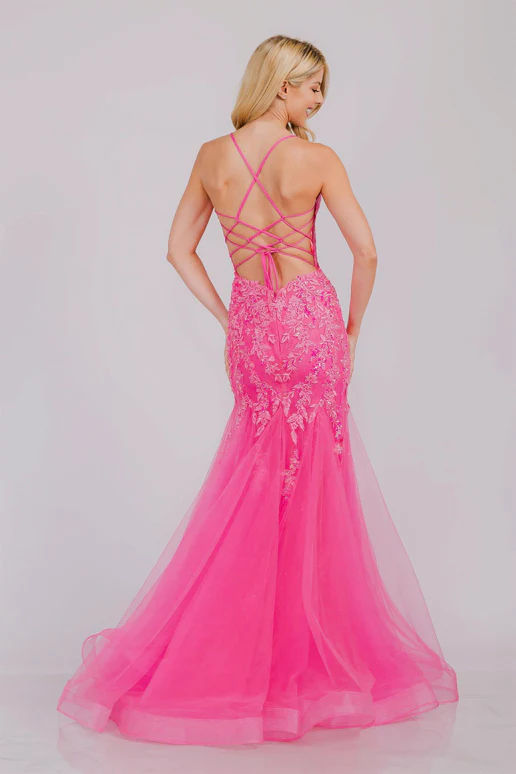 Hera Gown - Baby Blue - Tulle & Floral Lace Mermaid Dress - Image 3