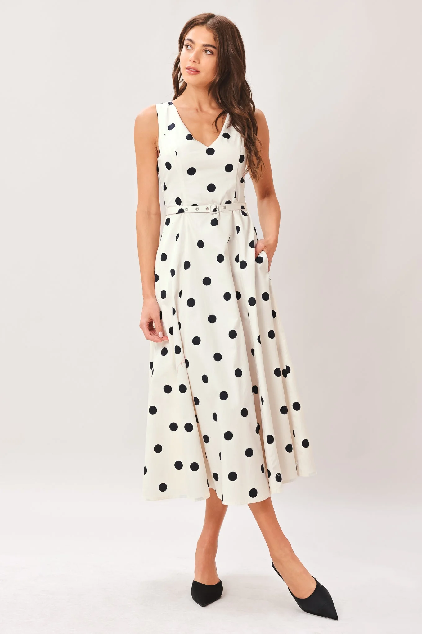 PURE POLKA IVORY MIDI DRESS - Image 3