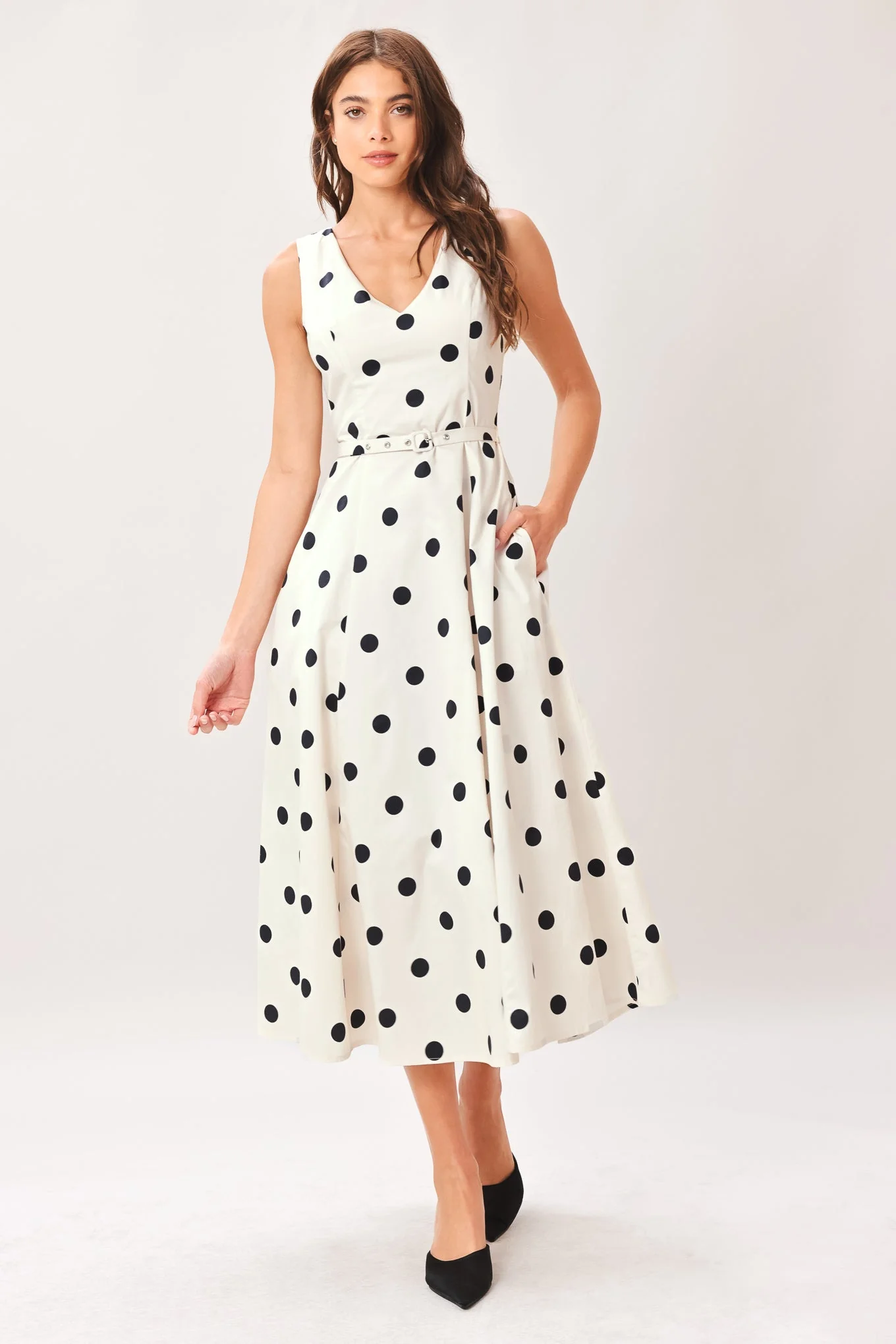 PURE POLKA IVORY MIDI DRESS - Image 4