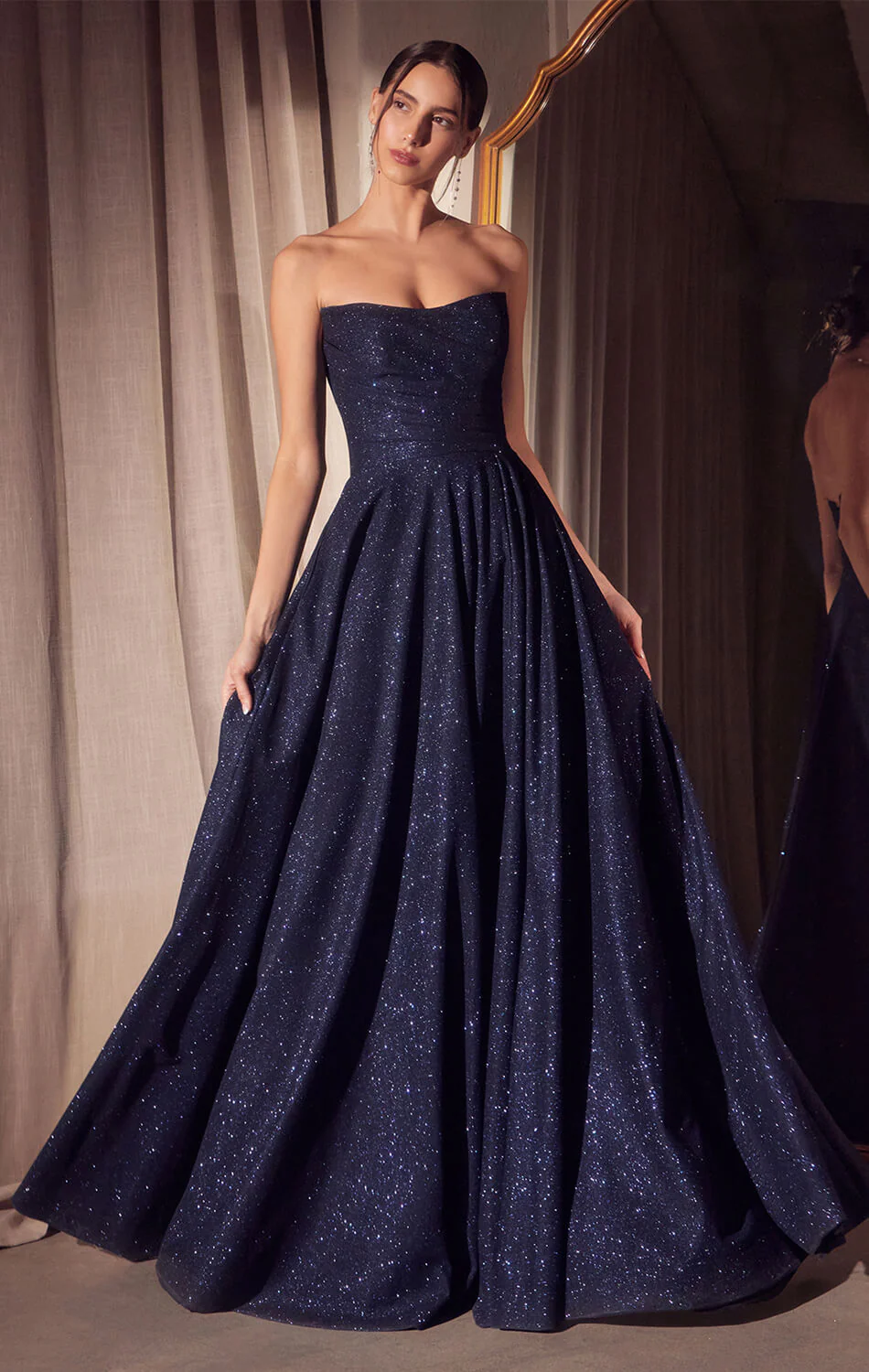Quinn Gown - Long Strapless Glitter A-line Dress - Image 3